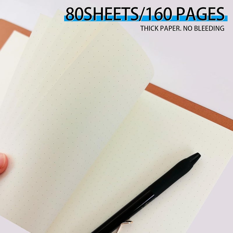 Mafegu A5 Dot Grid Paper, 100GSM A5 Dotted Refill Paper for 6 Ring Refillable Binder/Planner/Diary Journals/Painting -Dotted Pages,80 Sheets/160 Pages (Beige-Dot Grid-A5) - Image 3